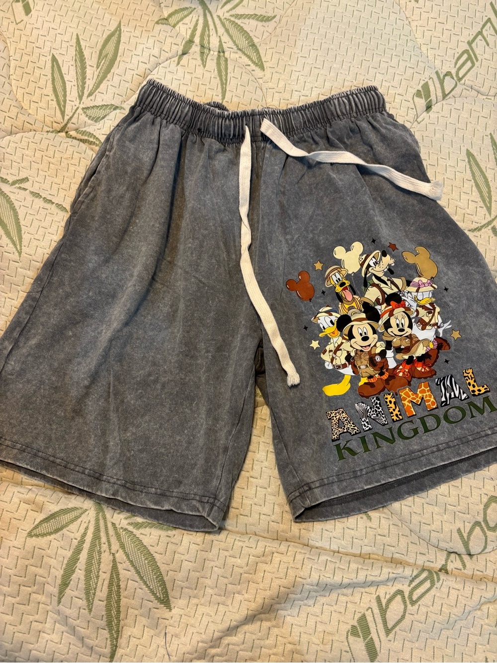 Disney Gray Animal Kingdom Graphic Drawstring Shorts